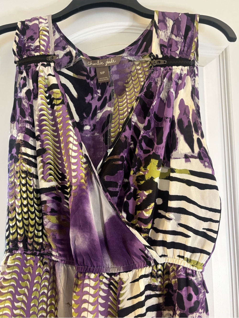 Charlie Jade Purple Printed V-Neck Women’s Top